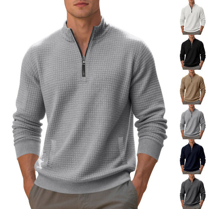 Herren Fleece Pullover mit Reißverschluss Modern Struktur - BerlinGlamour