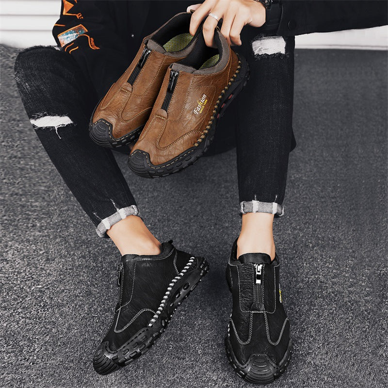 Damen Freizeitschuhe Bequem Slip-On mit Reißverschluss Modisch