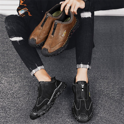 Damen Freizeitschuhe Bequem Slip-On mit Reißverschluss Modisch