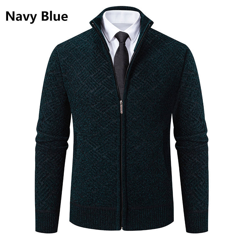 Herren Strickjacke Modern mit Reißverschluss und Buntmuster