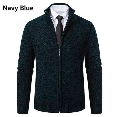 Herren Strickjacke Modern mit Reißverschluss und Buntmuster
