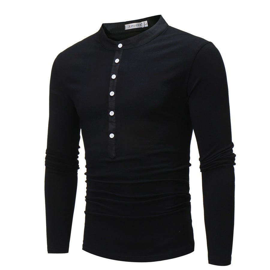 Herren Hemd Langarm Stehkragen Modern Knopfdesign