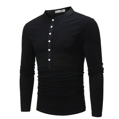 Herren Hemd Langarm Stehkragen Modern Knopfdesign