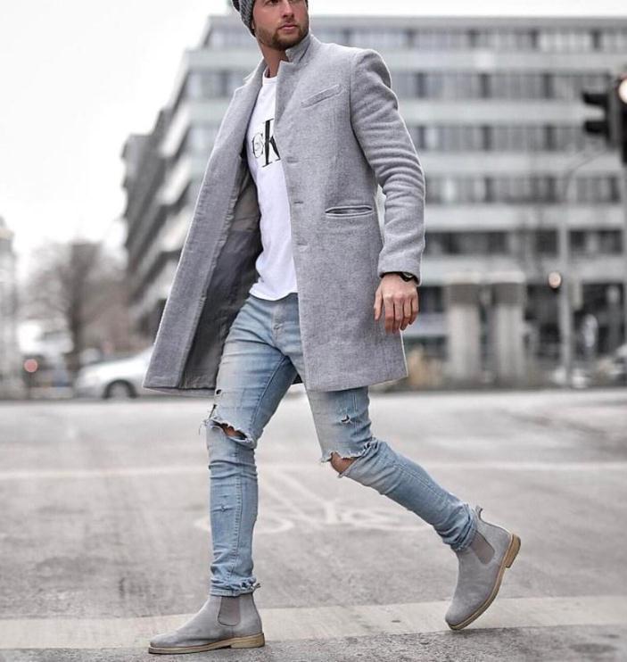 Elegante Herren Wolljacke Schwarz Modern