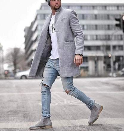 Elegante Herren Wolljacke Schwarz Modern