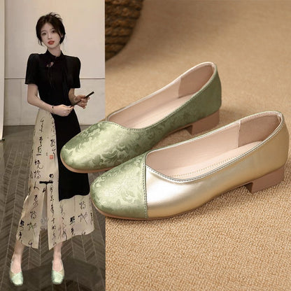 Damen Ballerinas Elegant Metallic Floral Design