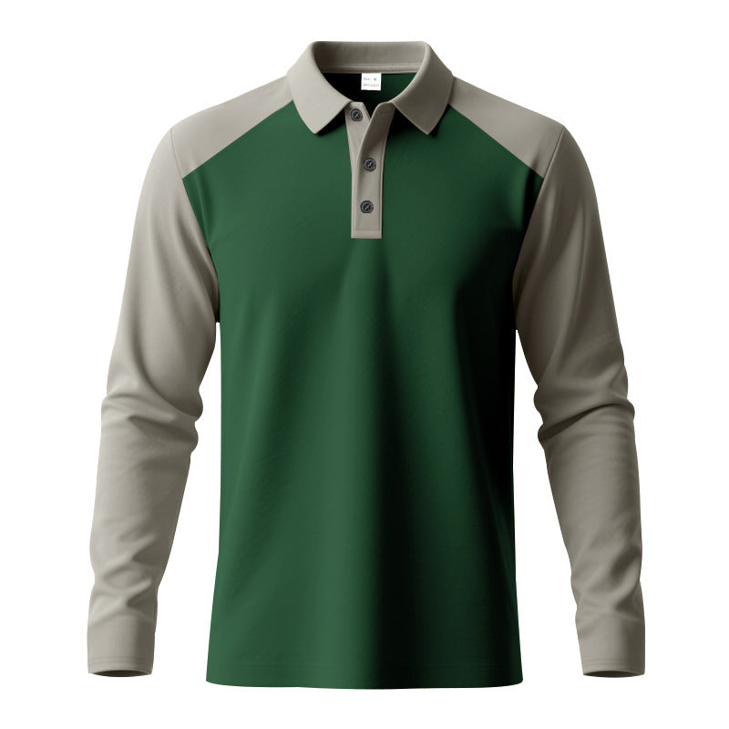 Herren Poloshirt Langarm Sportlich Kontrastärmel Modern