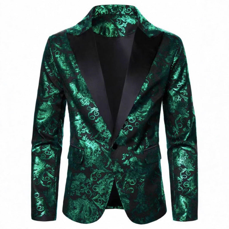 Herren Smoking Blazer Elegant Floralmuster Schwarzer Anzug