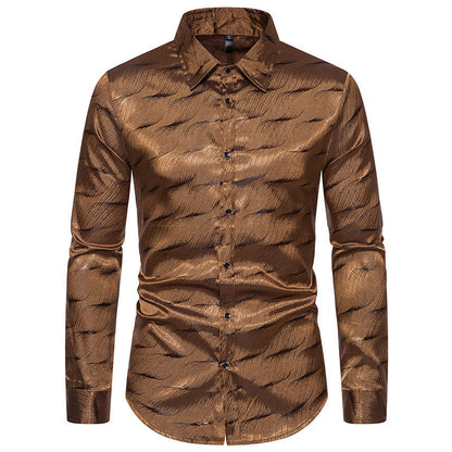 Herren Langarmhemd Wellenmuster Modern Trendy
