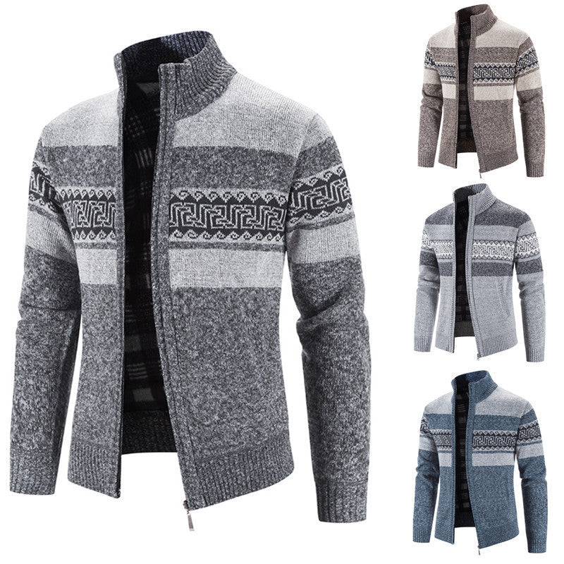 Herren Strickjacke Gemütlich Mit Kapuze Grau - BerlinGlamour