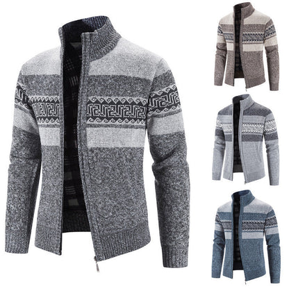 Herren Strickjacke Gemütlich Mit Kapuze Grau - BerlinGlamour