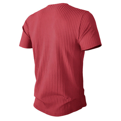 Herren Rundhalsshirt Slim Fit Strukturiert Atmungsaktiv