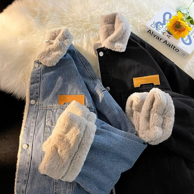 Damen Denimjacke Gefüttert Mit Kragen Und Taschen