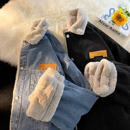 Damen Denimjacke Gefüttert Mit Kragen Und Taschen