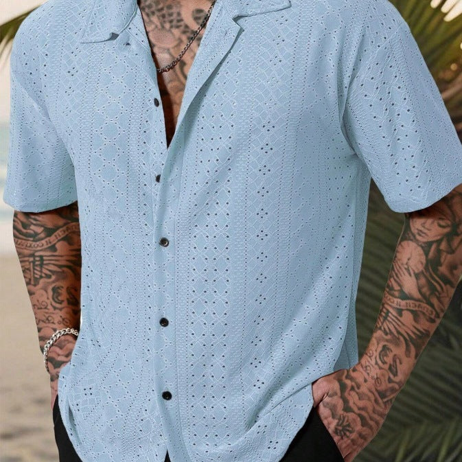 Herren Hemd Kurzarm Feine Stickerei Elegantes Design - BerlinGlamour