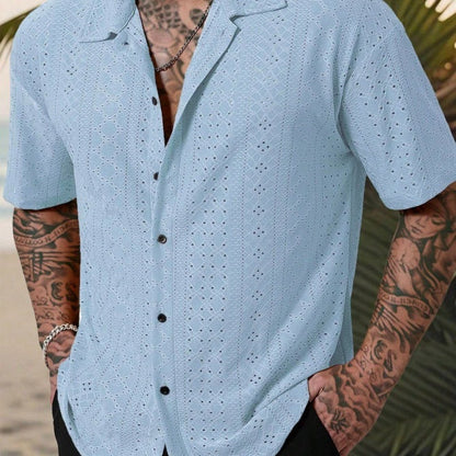 Herren Hemd Kurzarm Feine Stickerei Elegantes Design - BerlinGlamour