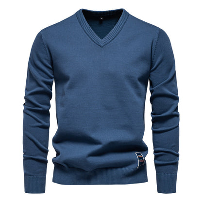 Herren Strickpullover V-Ausschnitt Fein Gestrickt Modern