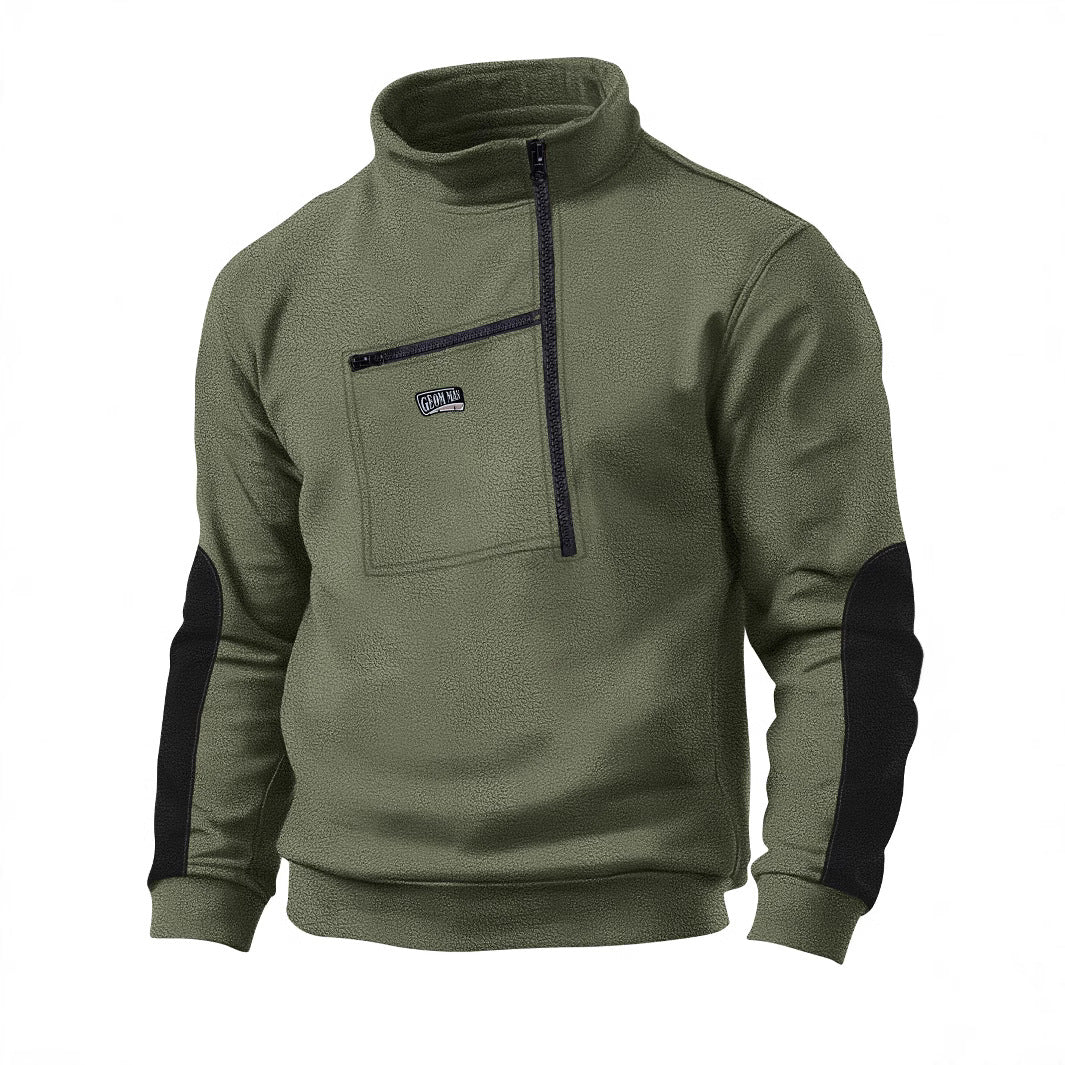 Herren Fleece Pullover Reißverschluss Warm Bequem