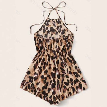 Ärmelloser Damen Jumpsuit Tiermuster Mit Trägern