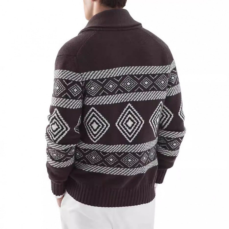 Herren Strickjacke Modern Grafik Muster Klassisch