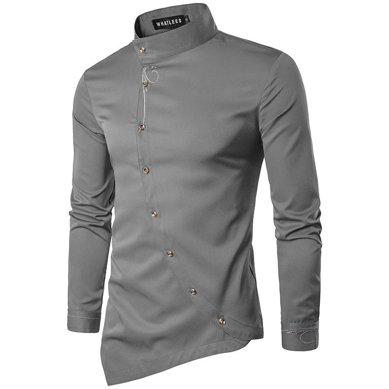 Herren Langarmhemd Asymmetrisch Modern Knöpfe Berlin