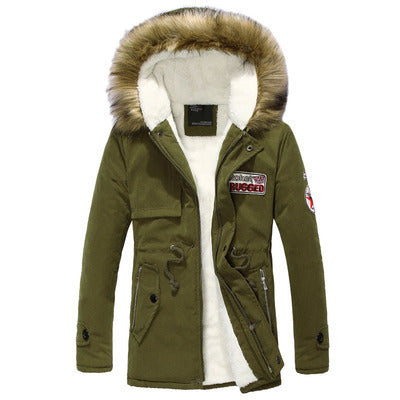 Herren Winterjacke Stylisch Mit Abnehmbarer Kapuze Schwarz