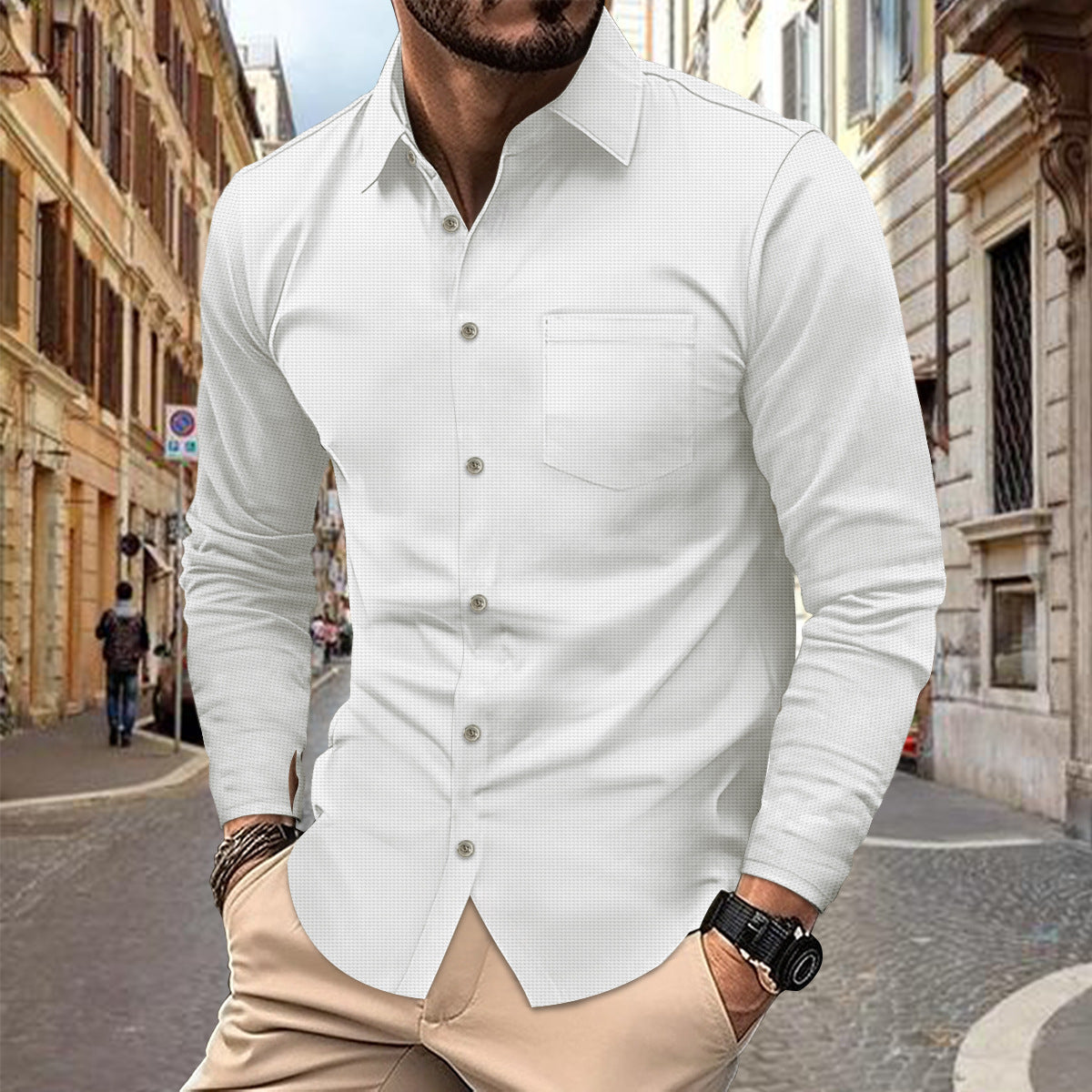 Herren Hemd Langarm Modern Struktur Design