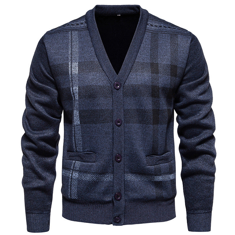 Herren Strickjacke Karomuster Modern Chic