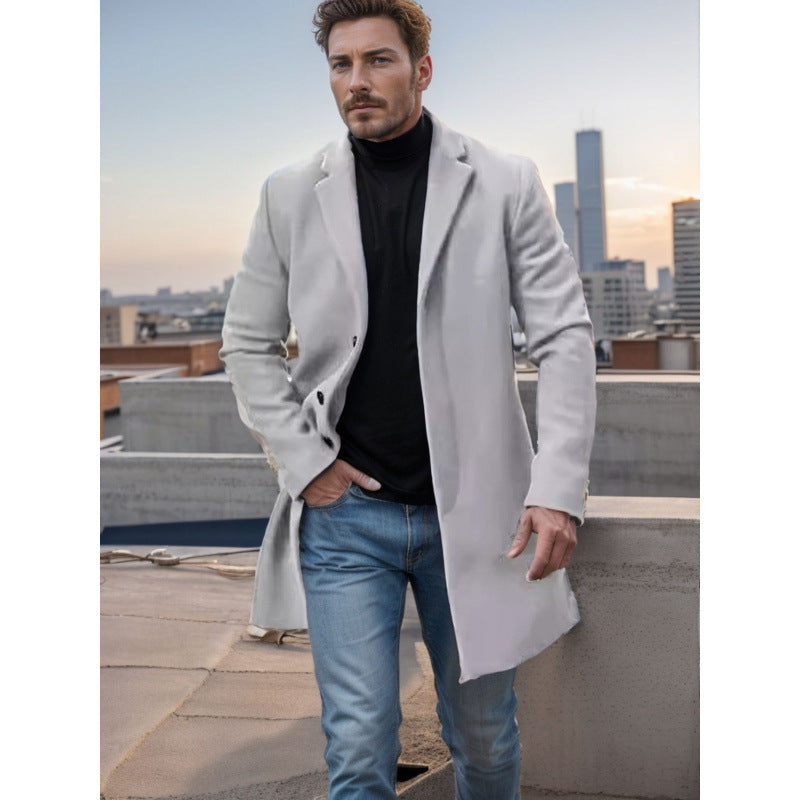 Herren Mantel Langschwarz Eleganter Hochwertig