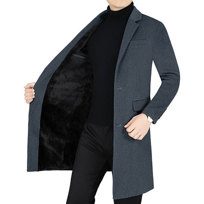 Herren Mantel Warm Verarbeitet mit Weichem Innenfutter Schwarz