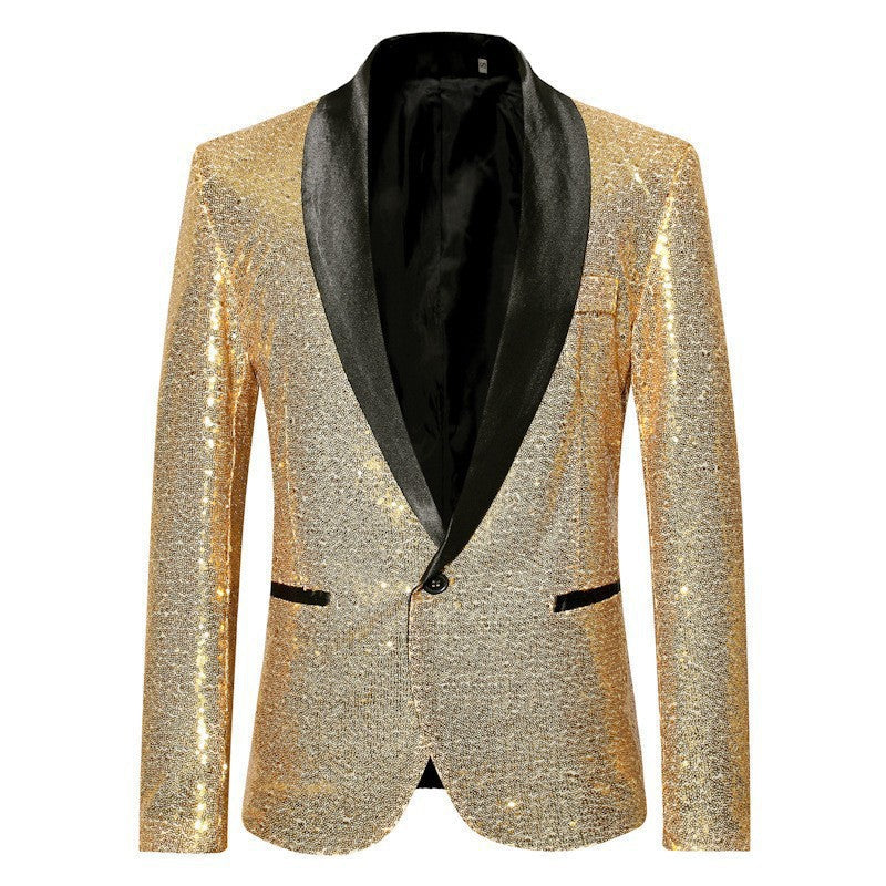 Herren Abendjackett Glitzer Effekt Elegant Schwarz