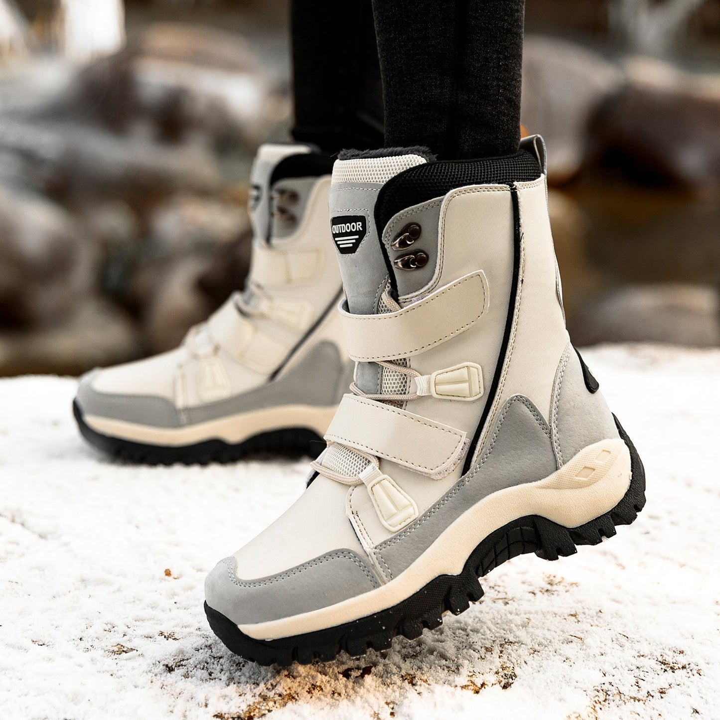 Winterstiefel Damen Isoliert Wasserdicht Mit Verstellbarem Verschluss