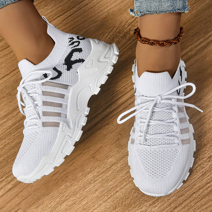 Damen Sneaker Sportlich Laufschuhe Schnellschnürsystem