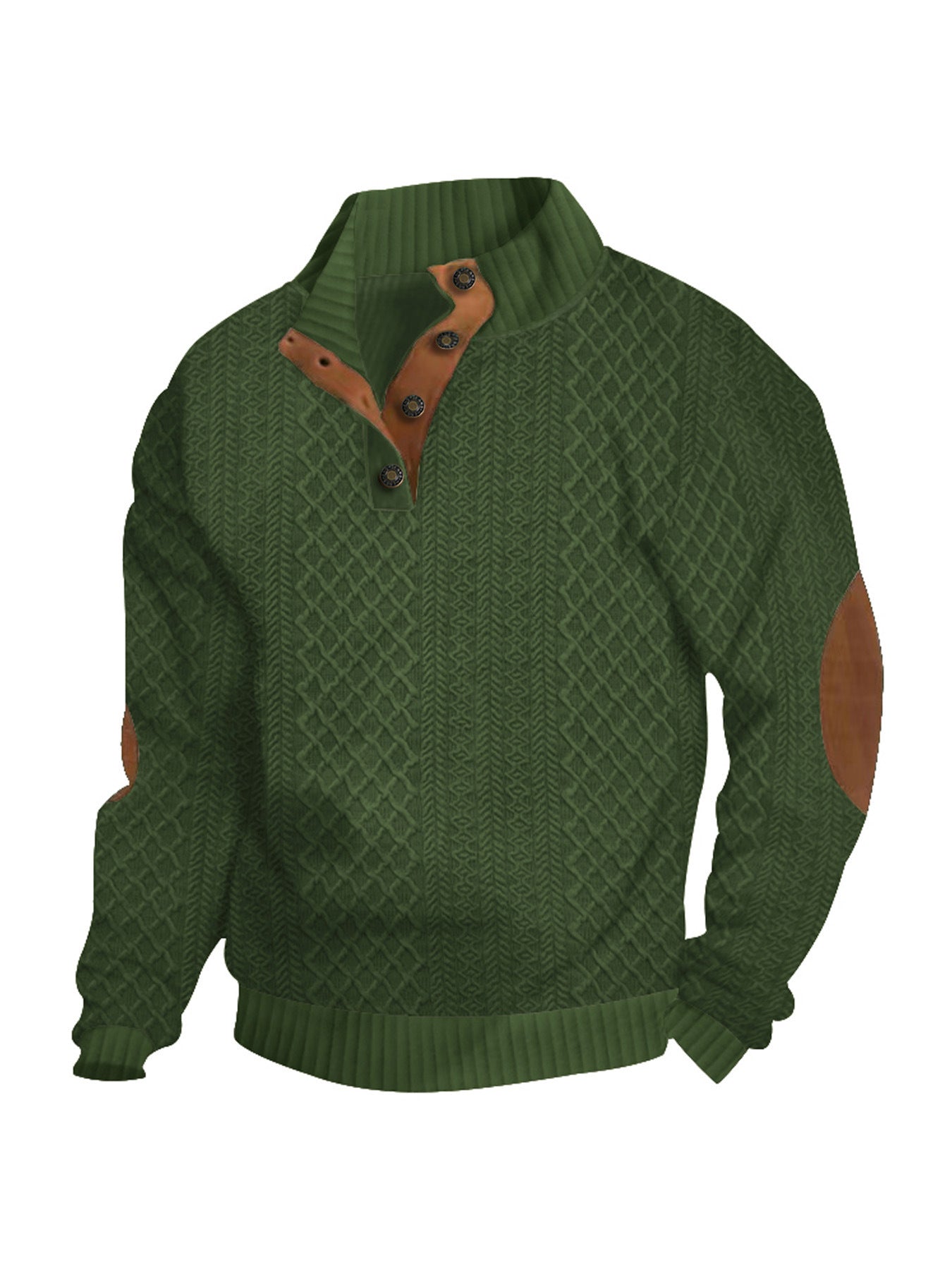 Herren Strickpullover Meliert Knopfleiste Modern