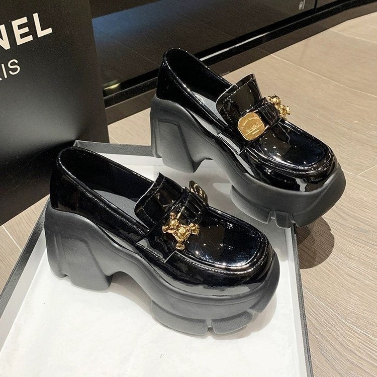 Damen Plateauschuhe Glänzend Plateau Schuhe Modisch
