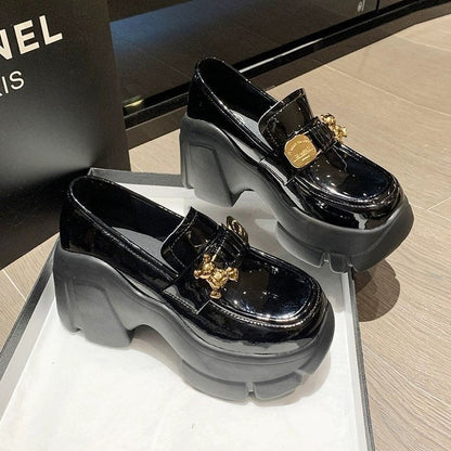 Damen Plateauschuhe Glänzend Plateau Schuhe Modisch
