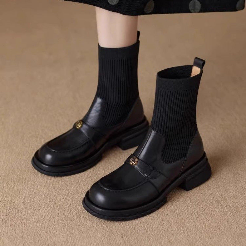Damen Stiefel Elegante Atmungsaktiv Warm mit Strickdetail - BerlinGlamour