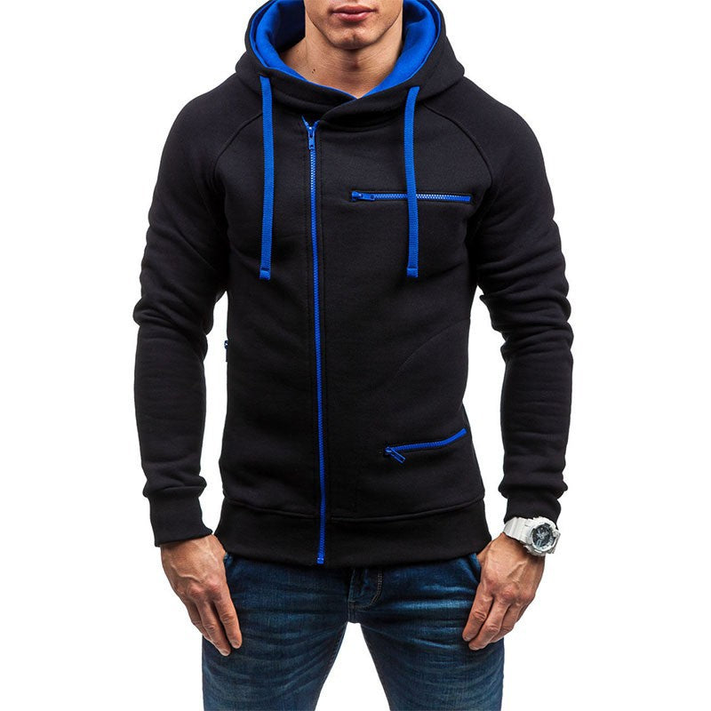 Herren Hoodie Funktionstaschen Reißverschluss Modern