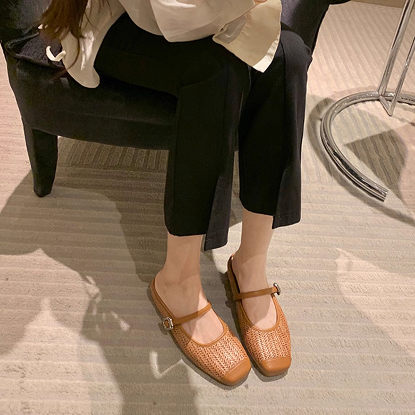 Damen Ballerinas Elegante Riemchen Schuhe Modern