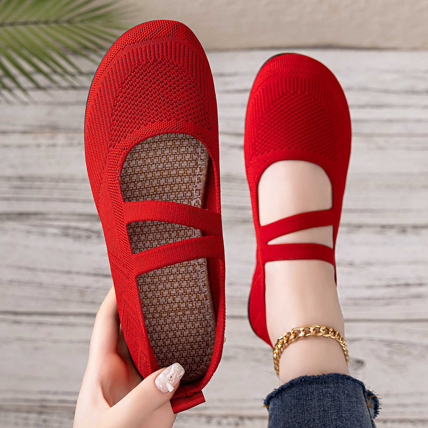 Damen Ballerinas Bequem Elastisch Spitze Schuhe