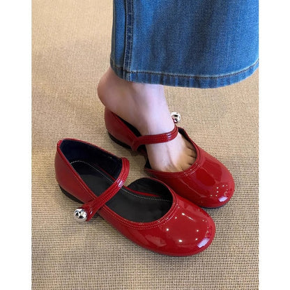 Damen Ballerinas Bequem Schnalle Riemen Schuhe Modern