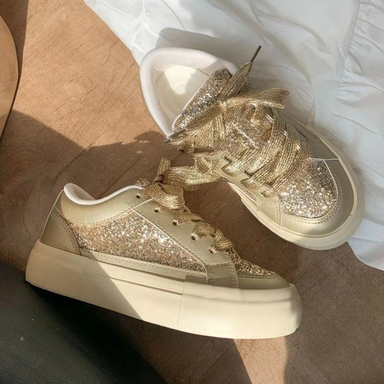 Damen Sneaker Glitzer Glanz atmungsaktiv Rutschfest