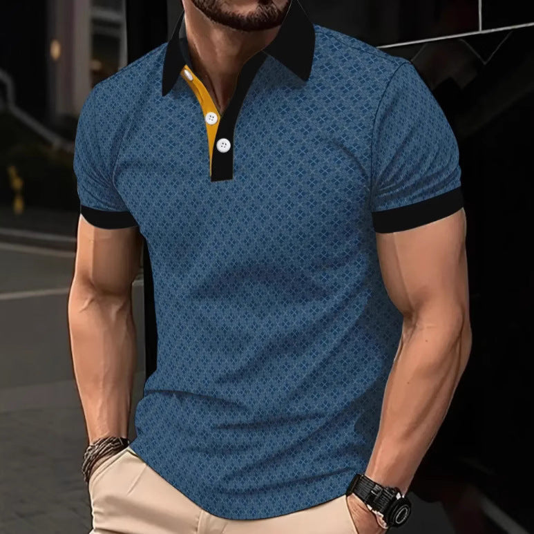 Herren Poloshirt mit Kontrastdetails Modern Strukturiert
