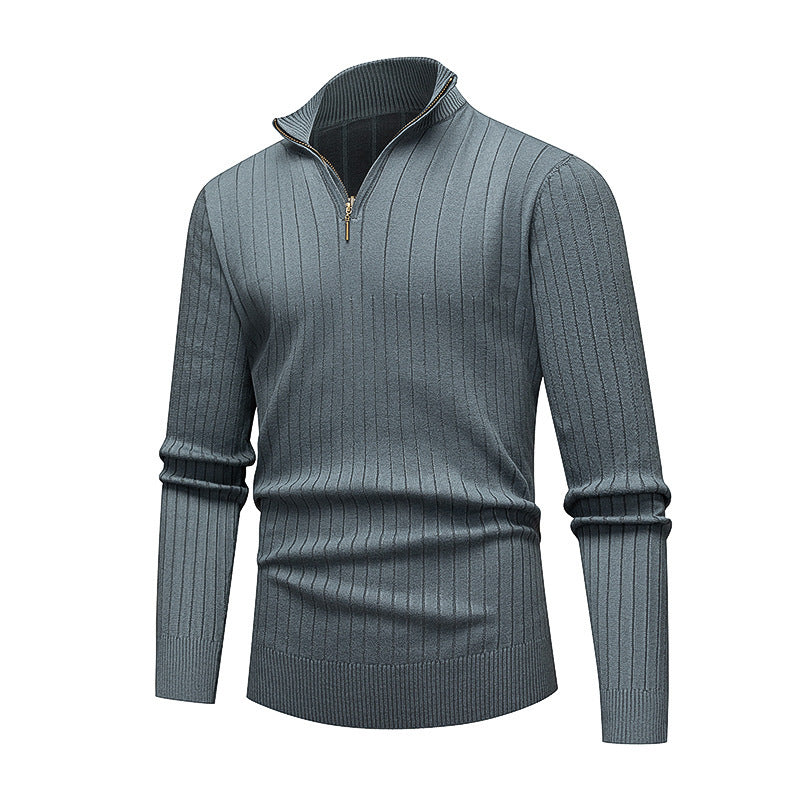 Herren Strickpullover Modern Stehkragen Reißverschluss Hochwertig