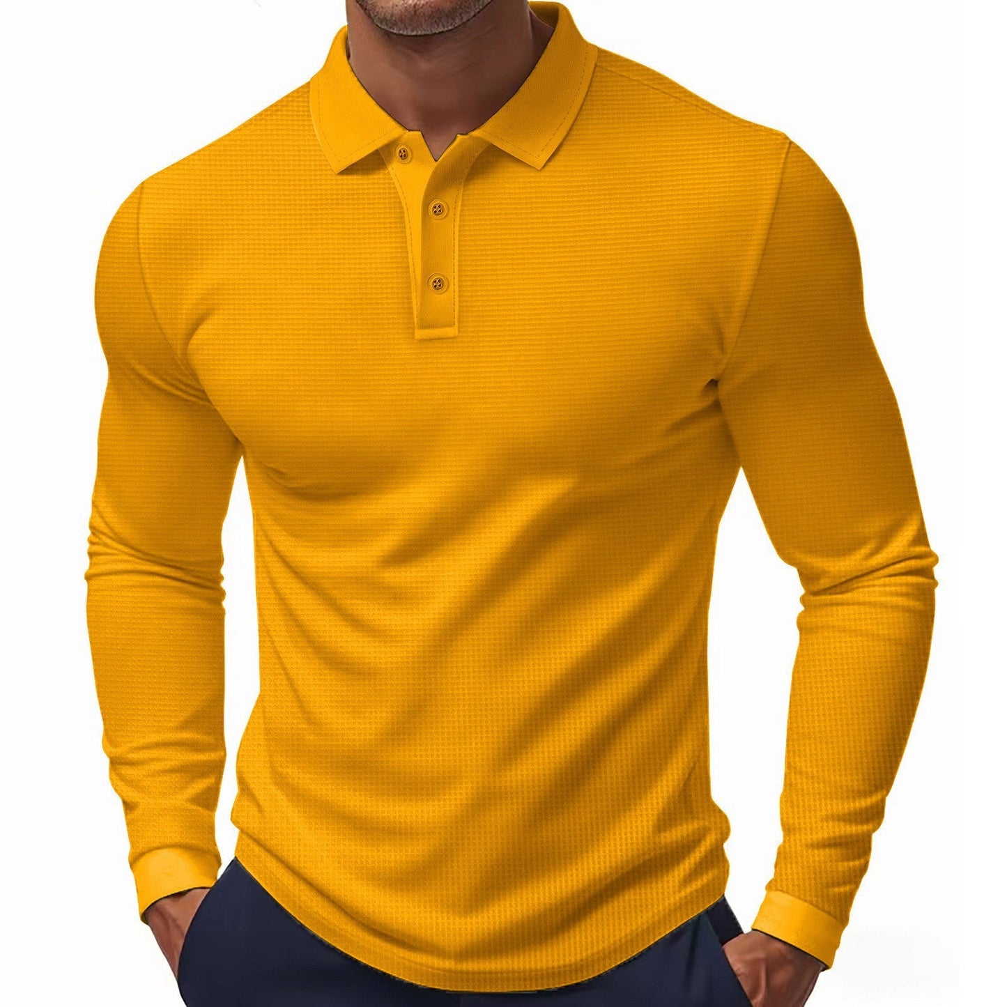 Herren Polohemd Sportlich Langarm Modern