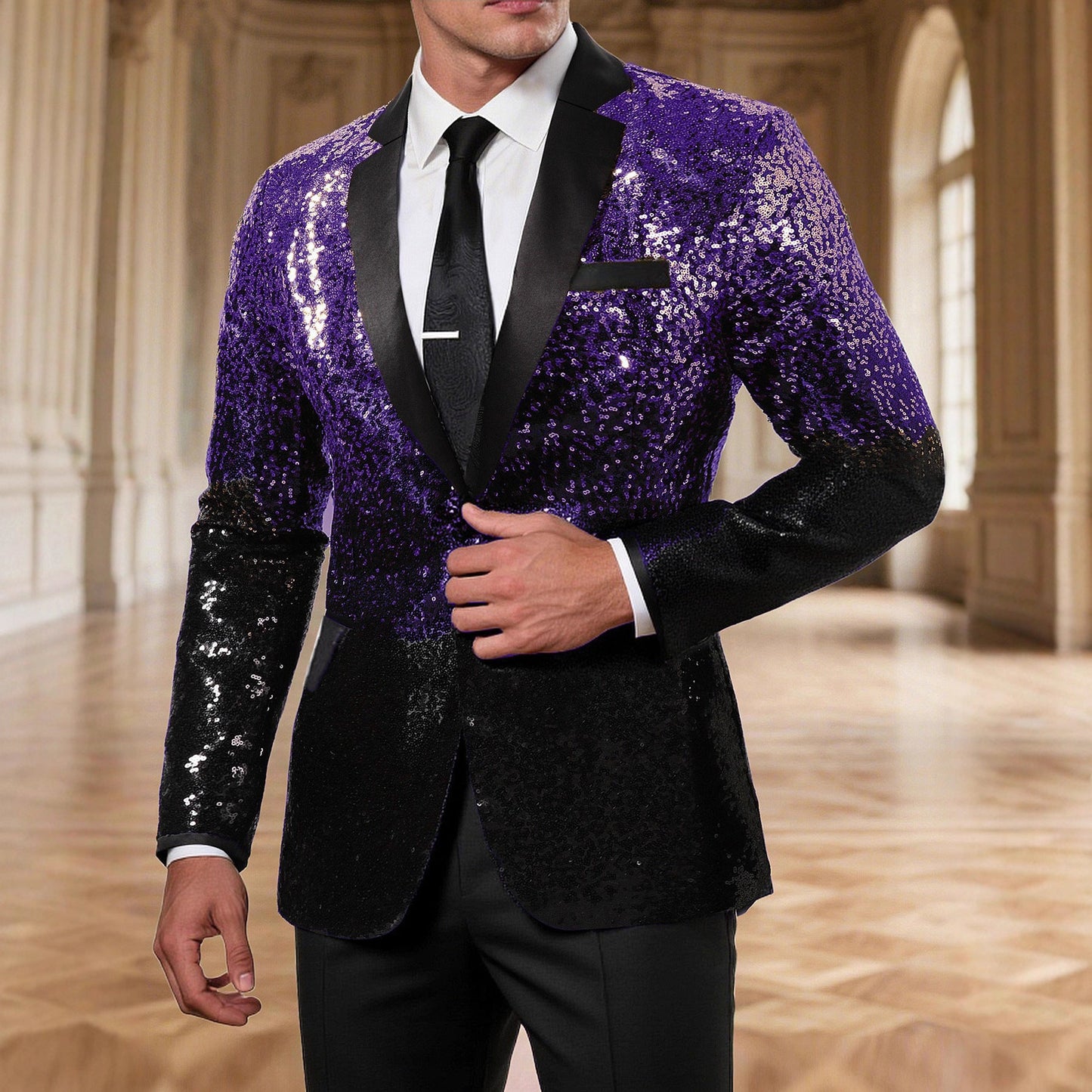 Herren Anzugblazer Elegant Pailletten Luxus Blazer Modern