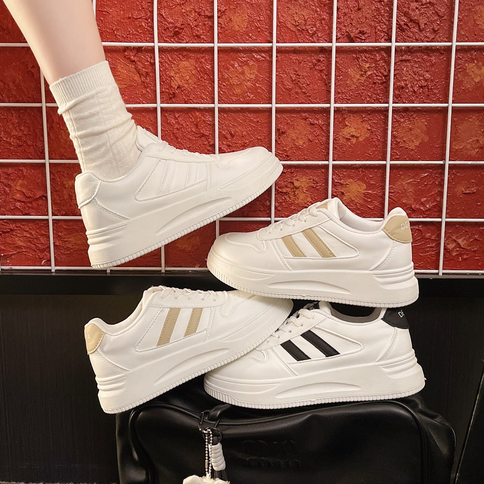 Damen Sneaker Plattform Schuhe Hoch Lederoberfläche Atmungsaktiv - BerlinGlamour