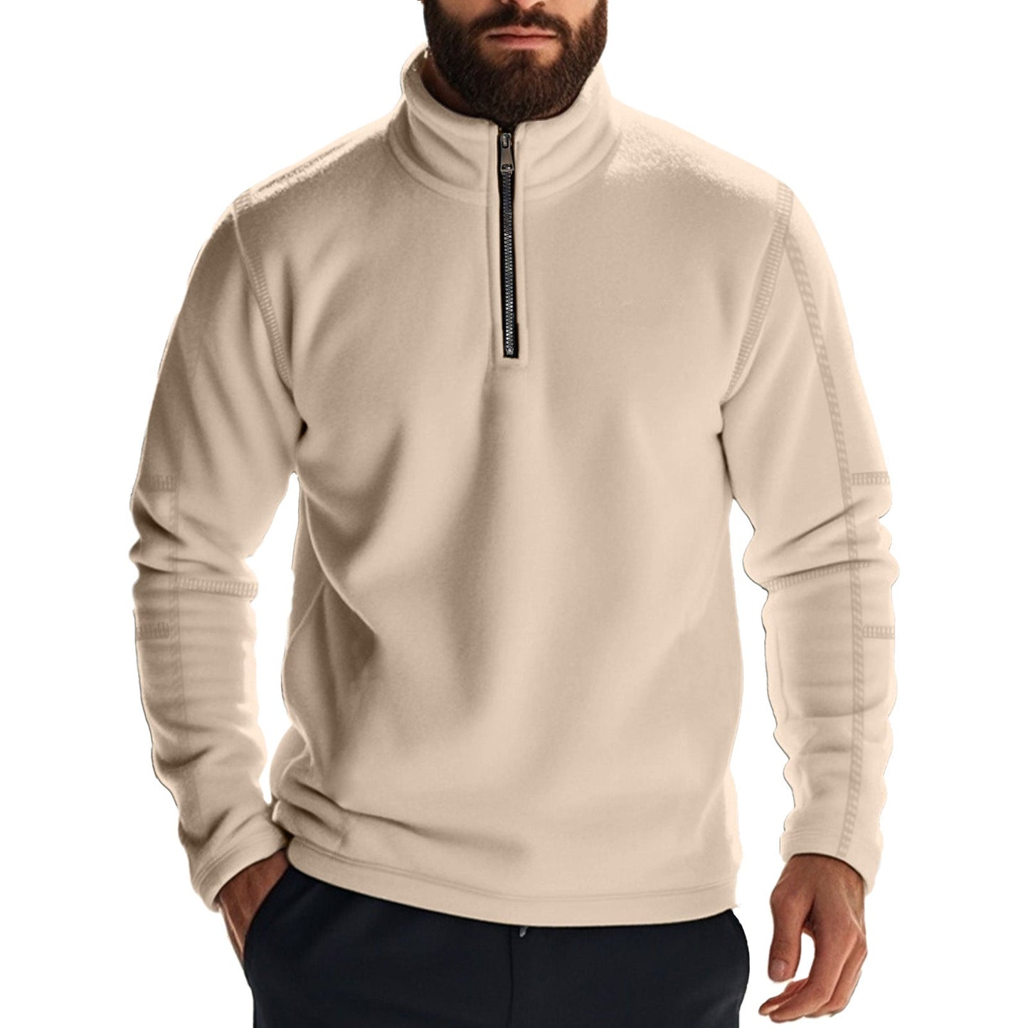 Herren Fleece Pullover Halbzipp mit Reißverschluss Warm