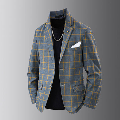 Eleganter Herren Blazer Kariert Modern Slim Fit