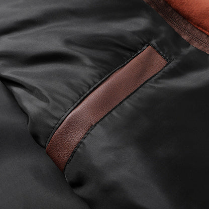 Herren Lederjacke Kunstleder Modern mit Kapuze
